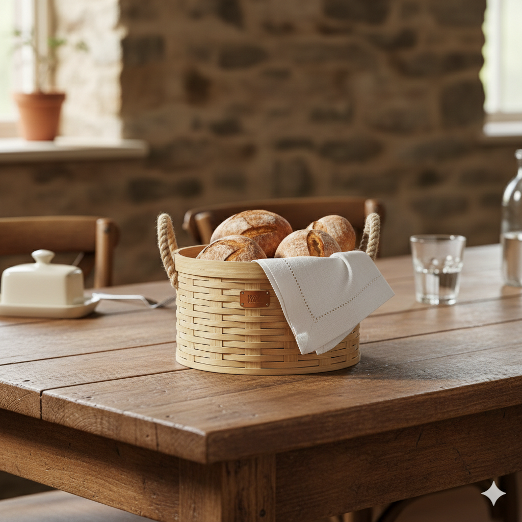 Handwoven Bamboo Storage Baskets Set of 3 with Rope Handles