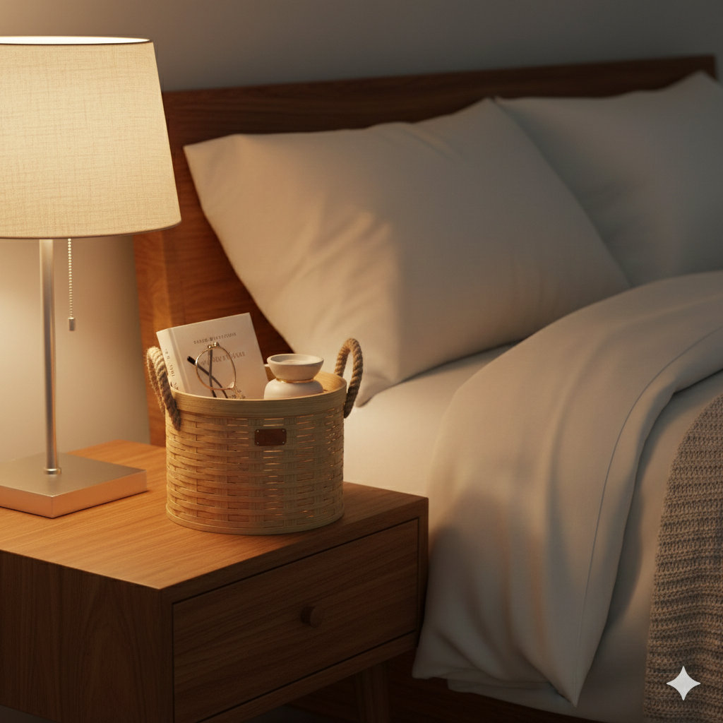 Handwoven Bamboo Storage Baskets Set of 3 with Rope Handles